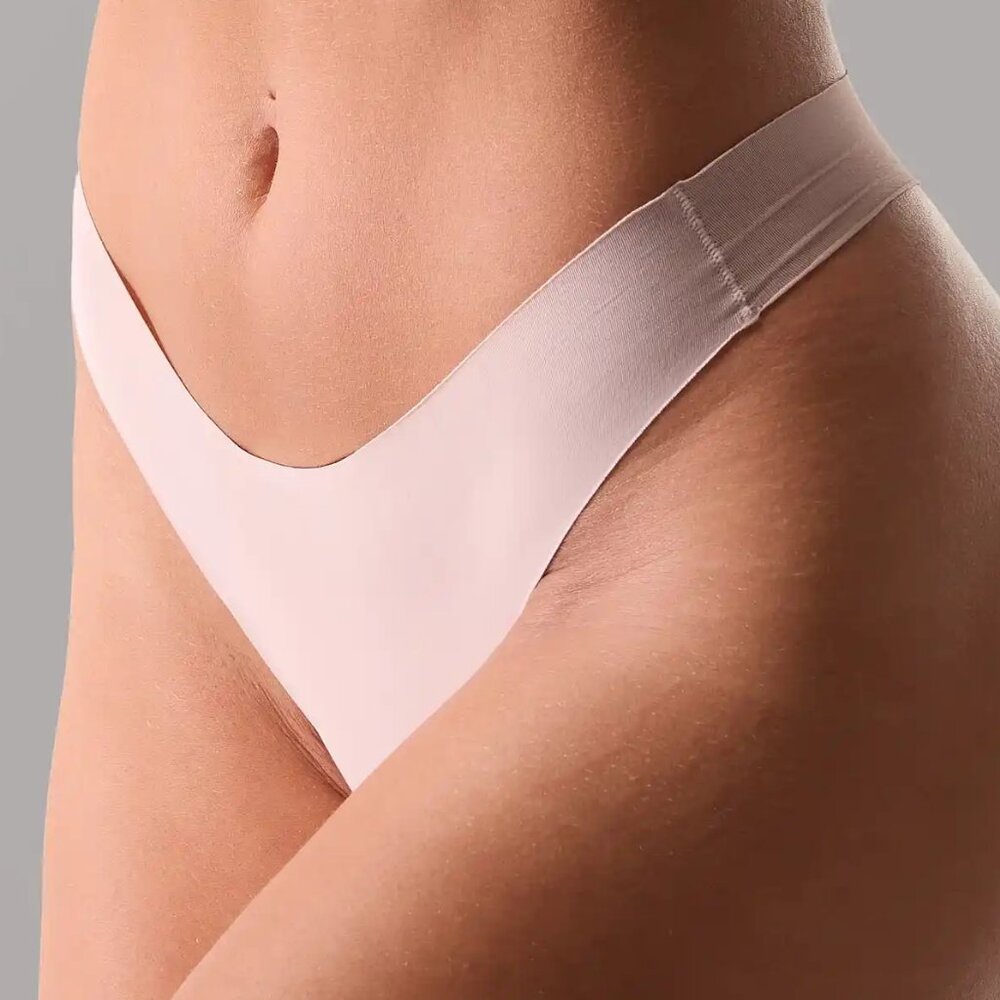 Two (2) NWT seamless thongs, large, nude